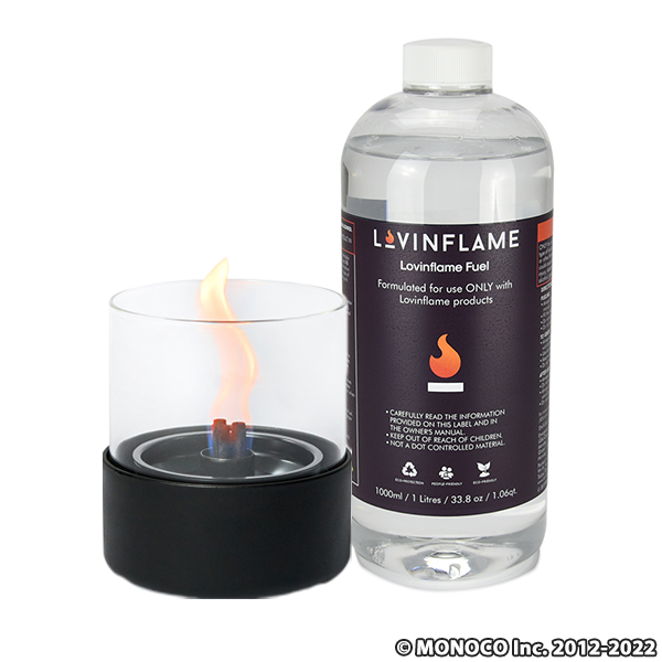 LOVINFLAME 卓上ランプ パッショングラス + 専用燃料1L セット