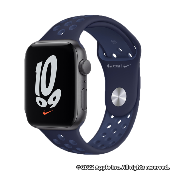 Apple Watch Nike SE (GPSモデル) 44mmスペースグレイアルミニウムケースとミッドナイトネイビー/ミスティックネイビーNikeスポーツバンド