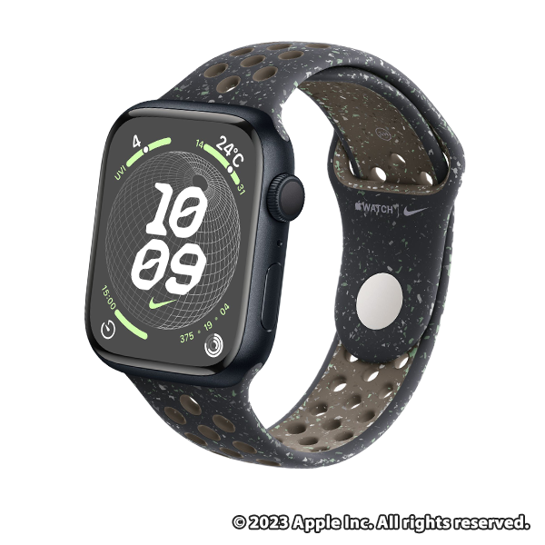 Apple Watch Series 9 GPSモデル 45mm ミッドナイトアルミニウムケースとミッドナイトスカイNikeスポーツバンド ML