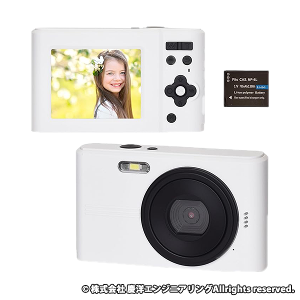 KEIYO コンパクトデジタルカメラ (ホワイト×ブラック)