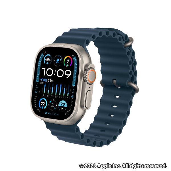 Apple Watch Ultra 2(GPS + Cellularモデル) 49mm チタニウムケースとブルーオーシャンバンド
