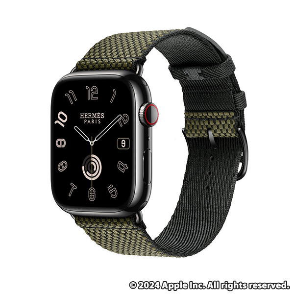 Apple Watch Hermès Series 9 (GPS + Cellularモ‍デ‍ル) - 45mm トワルH（ヴェール/黒）シンプルトゥールストラップ