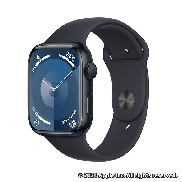 Apple Watch Series 9 45mmミッドナイトアルミニウムケースとミッドナイトスポーツバンド - M/L