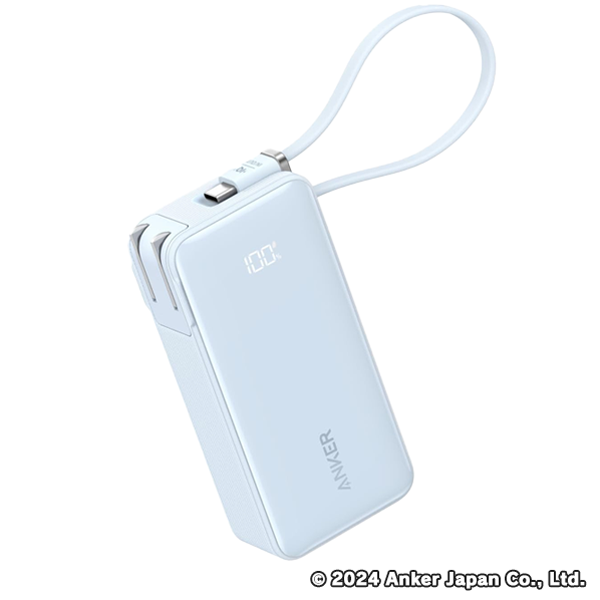 Anker Power Bank (10000mAh, Fusion, Built-In USB-C ケーブル) ブルー