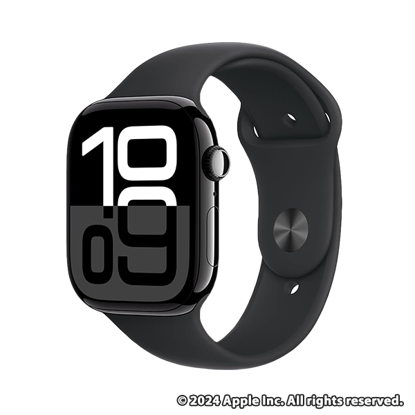 Apple Watch Series 10(GPS + Cellularモデル)- 46mmジェットブラックアルミニウムケースとブラックスポーツバンド - M/L