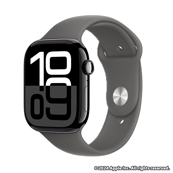 Apple Watch Series 10 (GPSモデル) - 46mmジェットブラックアルミニウムケースとストーングレイスポーツバンド - M/L