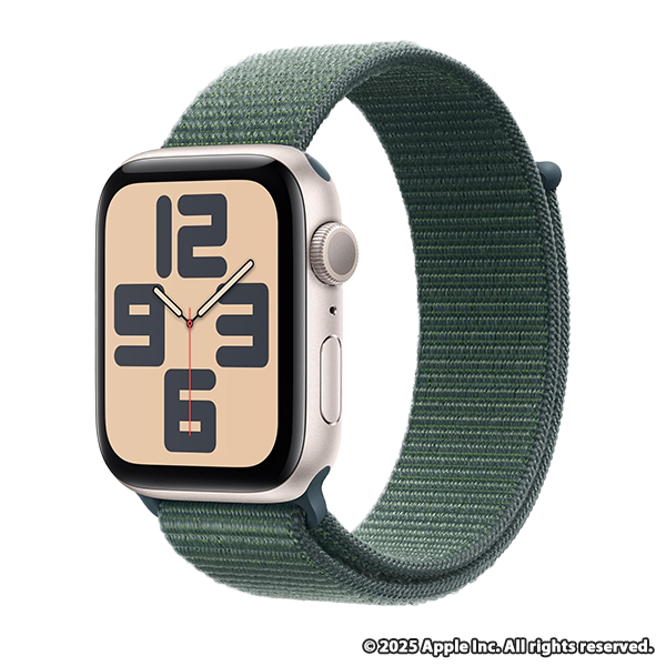 Apple Watch SE (GPSモデル) - 44mmスターライトアルミニウムケースとレイクグリーンスポーツループ