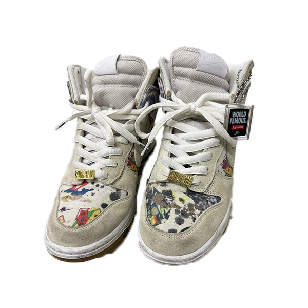  日直島田氏【私物】 NIKE×SUPREME SB DUNK HIGH OG QS SUPREME RAMNIKEMELLZEE white/wht-multi-color fd8779-100
