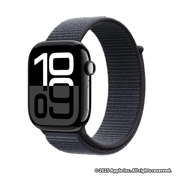Apple Watch Series 10(GPSモデル)- 46mmジェットブラックアルミニウムケースとインクスポーツループ
