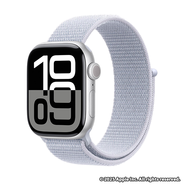 Apple Watch Series 10(GPSモデル)- 42mmシルバーアルミニウムケースとブルークラウドスポーツループ
