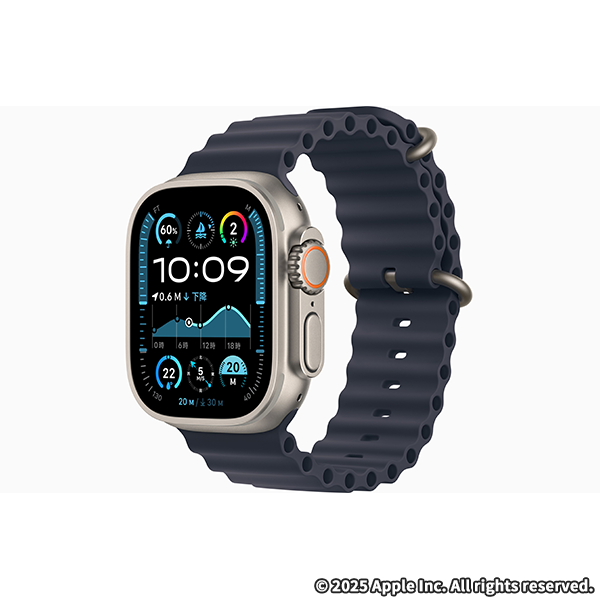 Apple Watch Ultra 2 (GPS + Cellularモ‍デ‍ル) - 49mmナチュラルチタニウムケースとネイビーオーシャンバンド
