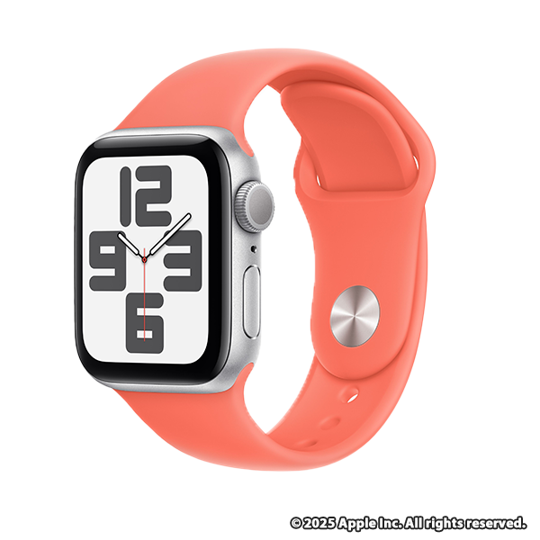 Apple Watch SE (GPSモデル) - 40mmシルバーアルミニウムケースとタンジェリンスポーツバンド - S/M