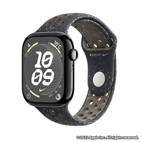 Apple Watch Series 10 (GPSモデル) - 46mmジェットブラックアルミニウムケースとミッドナイトスカイNikeスポーツバンド – M/L