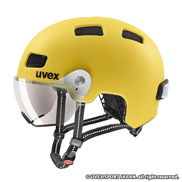 uvex 自転車ヘルメット バイザー＆LEDライト付 CE認証 ドイツ製 サンビーマット 58-61 cm