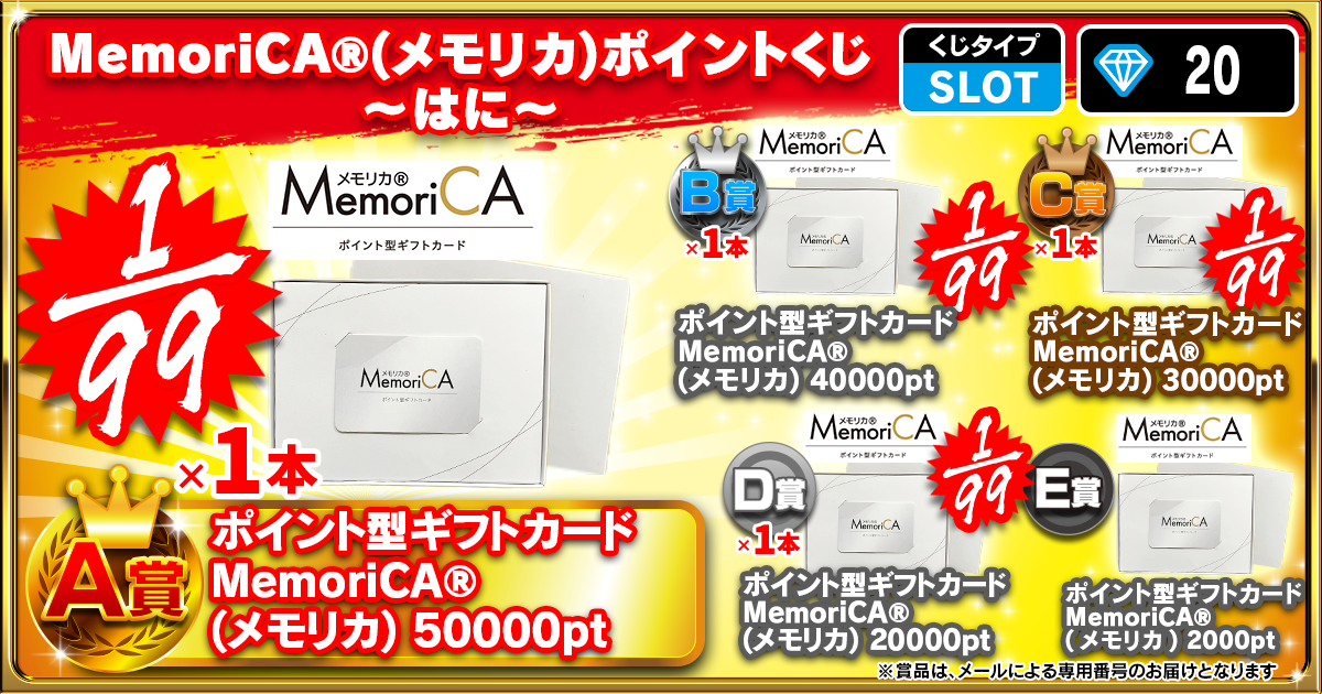 MemoriCA®(メモリカ)ポイントくじ～はに～