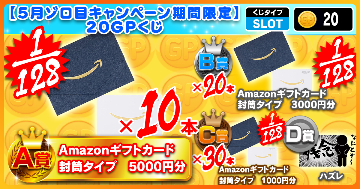 【5月ゾロ目キャンペーン期間限定】20GPくじ